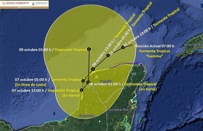 Tormenta-Tropical-Gamma-en-la-peninsula-de-yucatan